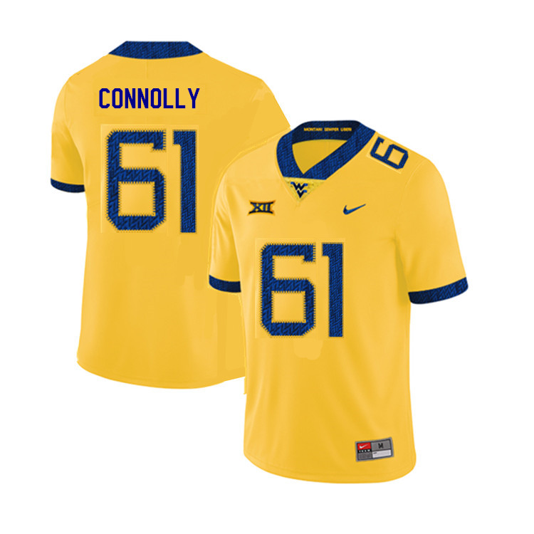 2019 Men #61 Tyler Connolly West Virginia Mountaineers College Football Jerseys Sale-Yellow - Click Image to Close